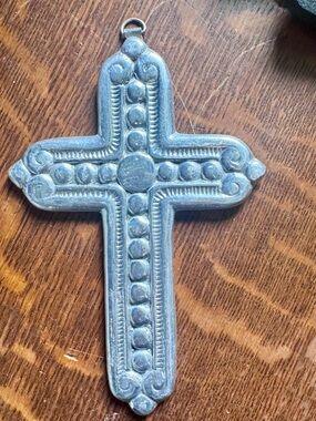 Decorative Silver Cross Wall Accent - Religious Home Decor